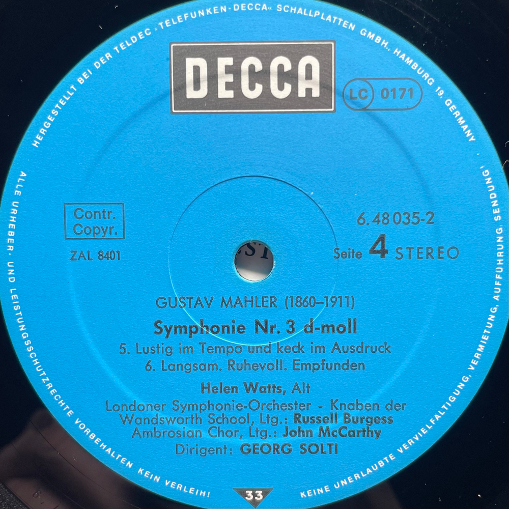 Малер - Симфония №. III ре минор 2LP (Германия)