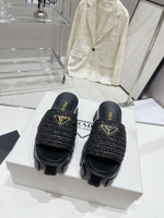 Prada Crochet Platform Slides
