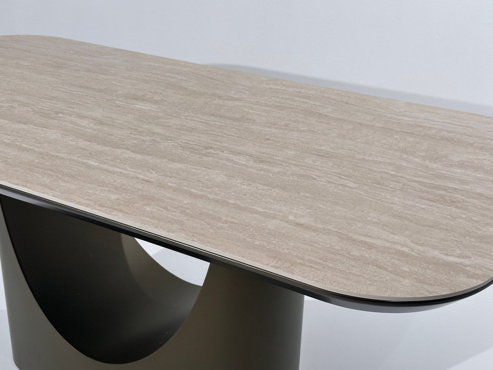 Стол CRESPO 180  TRAVERTINE CA086, керамика / Темное золото, ®DISAUR