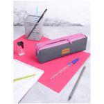 Пенал мягкий 2 отделения, 210*60*50 Berlingo "Tender grey", полиэстер, цветные молнии