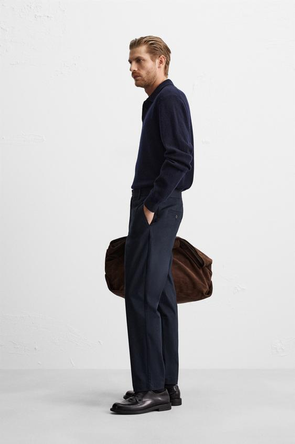 ZARA БРЮКИ ЧИНОС SLIM FIT, МОРСКОЙ СИНИЙ