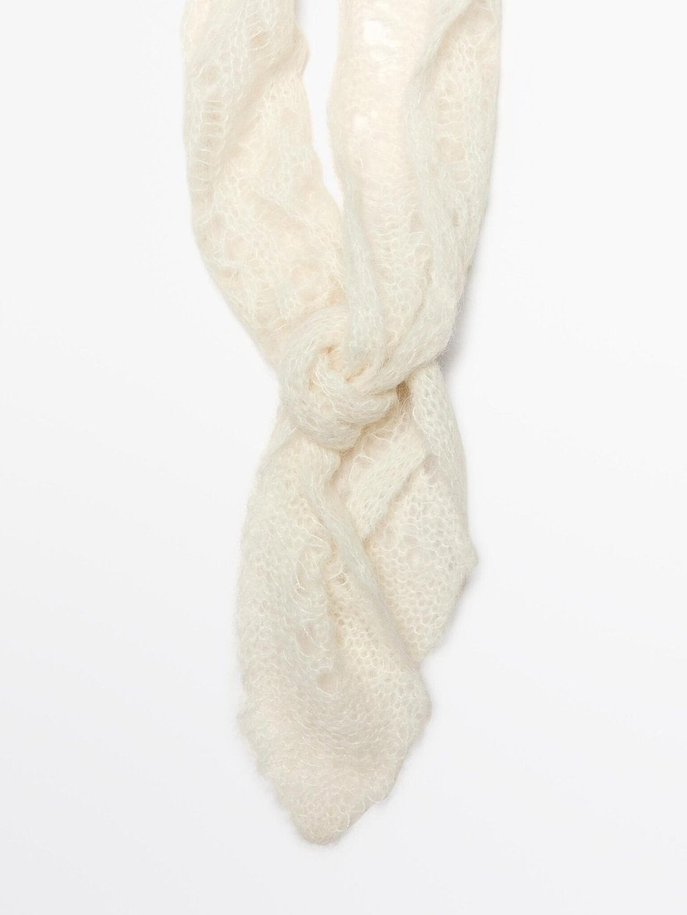 Massimo Dutti Шейный платок крупной вязки из смесовой альпаки, натуральный/кремовый