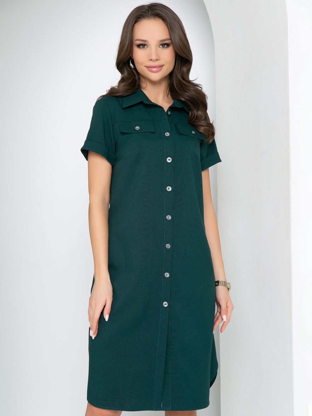 Платье-рубашка Сидни (изумруд) Diolche (Акция)