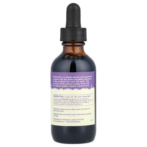 NuNaturals, стевия, без спирта, с ванильным вкусом, 59 мл (2 жидк. унции)