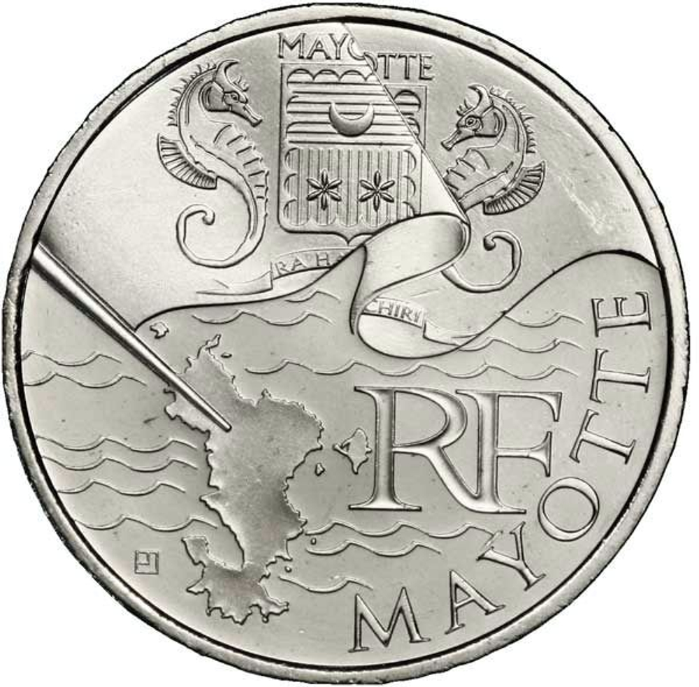 France 10 Euro 2011 – Mayotte. Silver Coin from the "Regions of France" Series