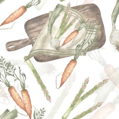 Акварельный паттерн морковь и лук от ALI.ART.S
