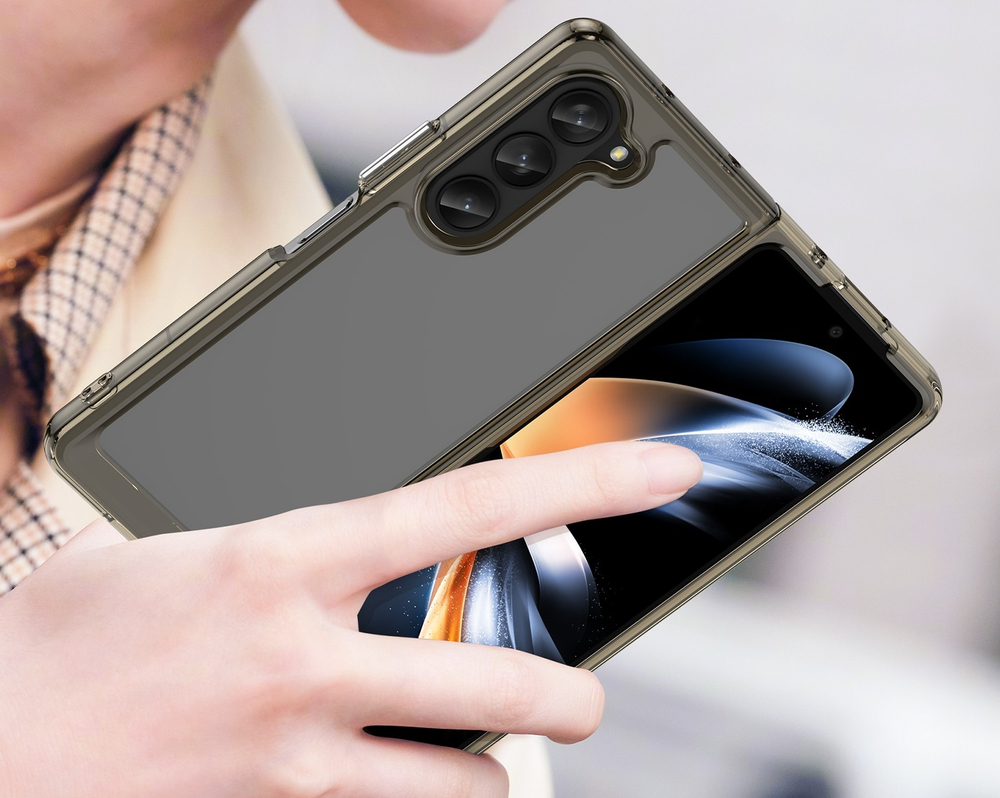 Усиленный двухкомпонентный чехол с рамками серого цвета для Samsung Galaxy Z Fold5, мягкий отклик кнопок