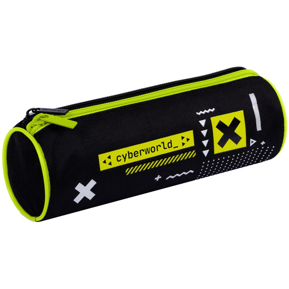 Пенал мягкий тубус 2 отделения 210х70 Berlingo Cyber world, полиэстер