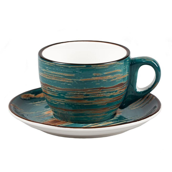Кофейная пара   Dark Green Lines 100 мл, 12 см, h 5 см, P.L. Proff Cuisine [6]