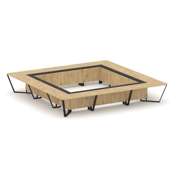 Steel Meet Стол переговорный квадратный KMK-PR.B.SP-24K Тиквуд Светлый/Графит Глянец/Металл Черный 4