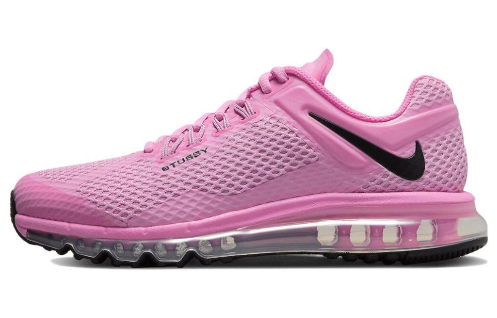 Stussy x Nike Air Max 2013 retro fabric shock absorption, non-slip, wear-resistant, breathable, lightweight, low-cut casual running shoes for men and women the same pink