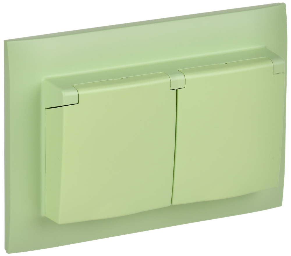 SKANDY Розетка 2-местная и крышкой 16А в сборе IP44 SK-R12G мятный IEK