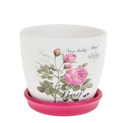 Горшки для цветов с поддонами, набор 3шт. "Королевская роза" d=16,5/13,5/11см. h=14/11,5/9см. v=1900