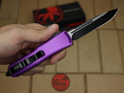 Нож Microtech UTX-85 S/E - фиолетовая рукоять, стандартный клинок, черный + запчасти RK-399