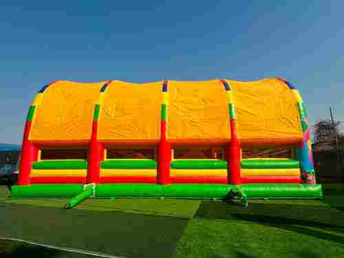 Коммерческий надувной батут «Страна Сафария 2» с крышей и двумя горками, 12*6*6 м