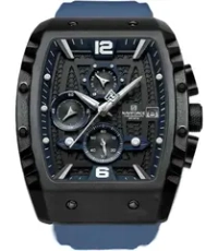 Часы наручные кварцевые NAVIFORCE на силиконовом ремешке, черный/синий W8830-02