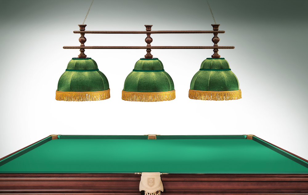 Лампа Аристократ-2 3пл. ясень (№3,бархат зеленый,бахрома желтая,фурнитура золото)