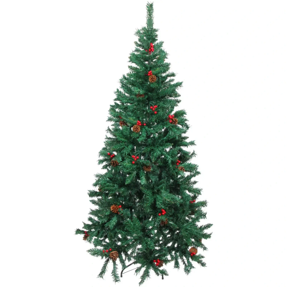 Ёлка «Финская» 180 см, ПВХ, шишки, ягоды (895 веток)