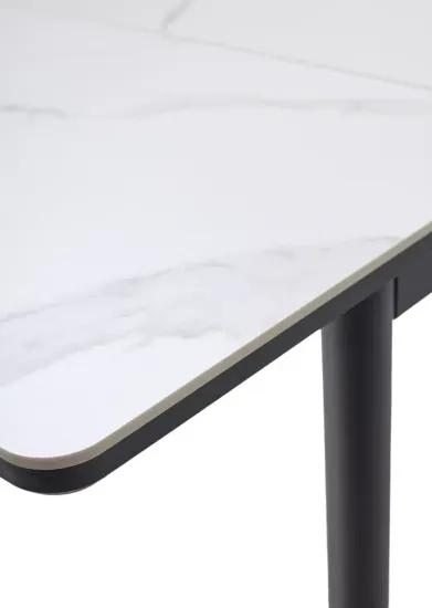 Стол ТЕТ-А-ТЕТ 110 Белый мрамор, керамика / Черный каркас