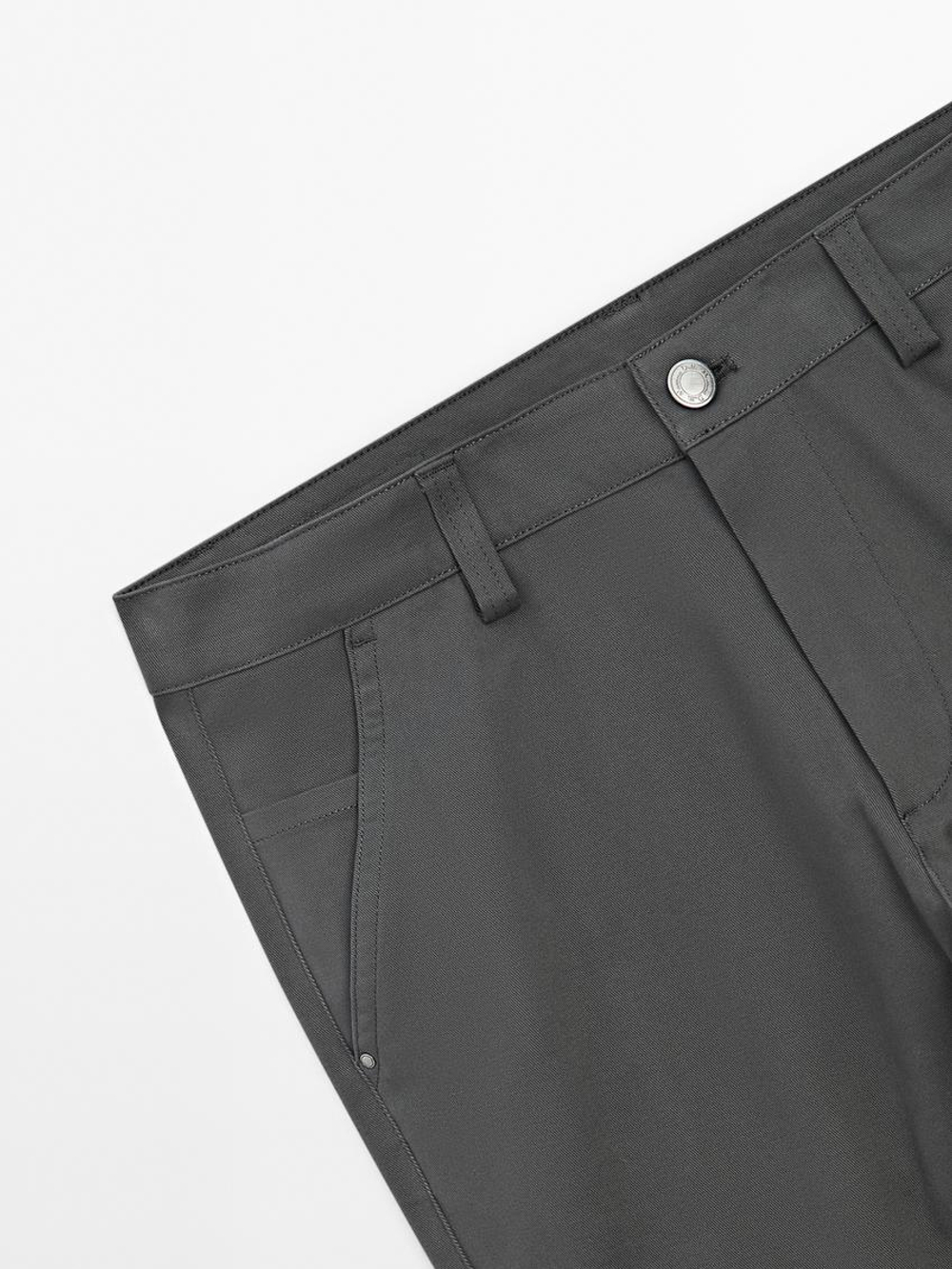 Massimo Dutti Зауженные джинсовые брюки из смесового хлопка, серый