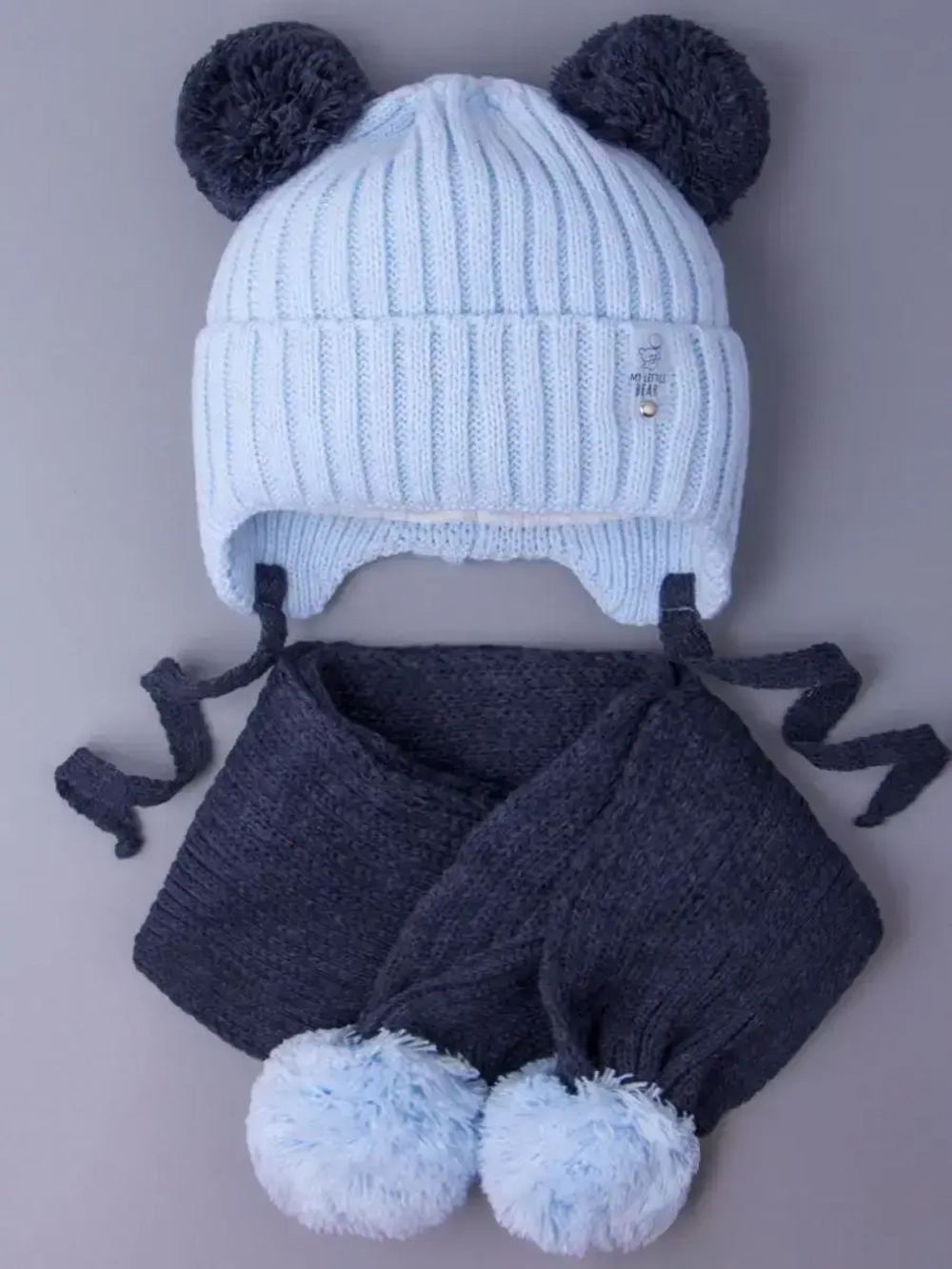 Шапка детская осенняя и шарф с ушками