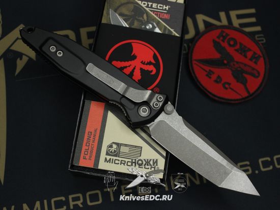 Нож Microtech Socom Elite 161A-10AP Tanto Edge Apocalyptic - черная алюминиевая рукоять, сталь M390