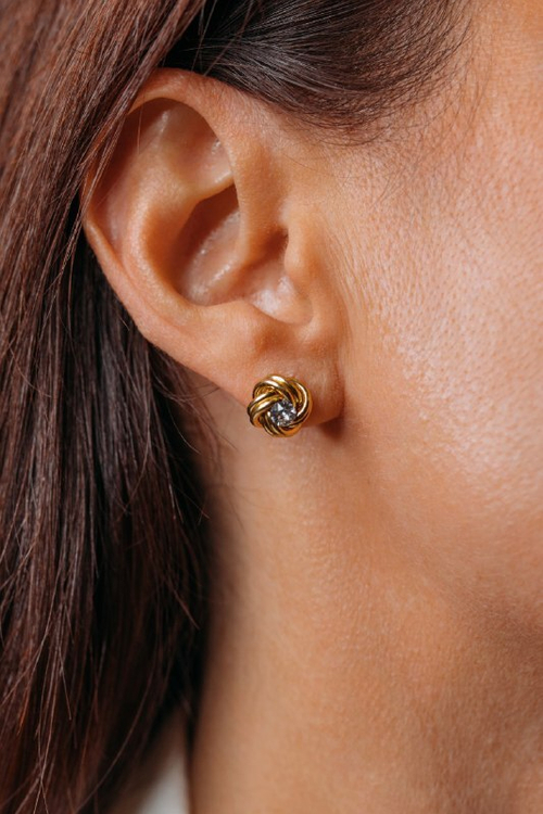 Серьги "Узелки" с камнями Swarovski