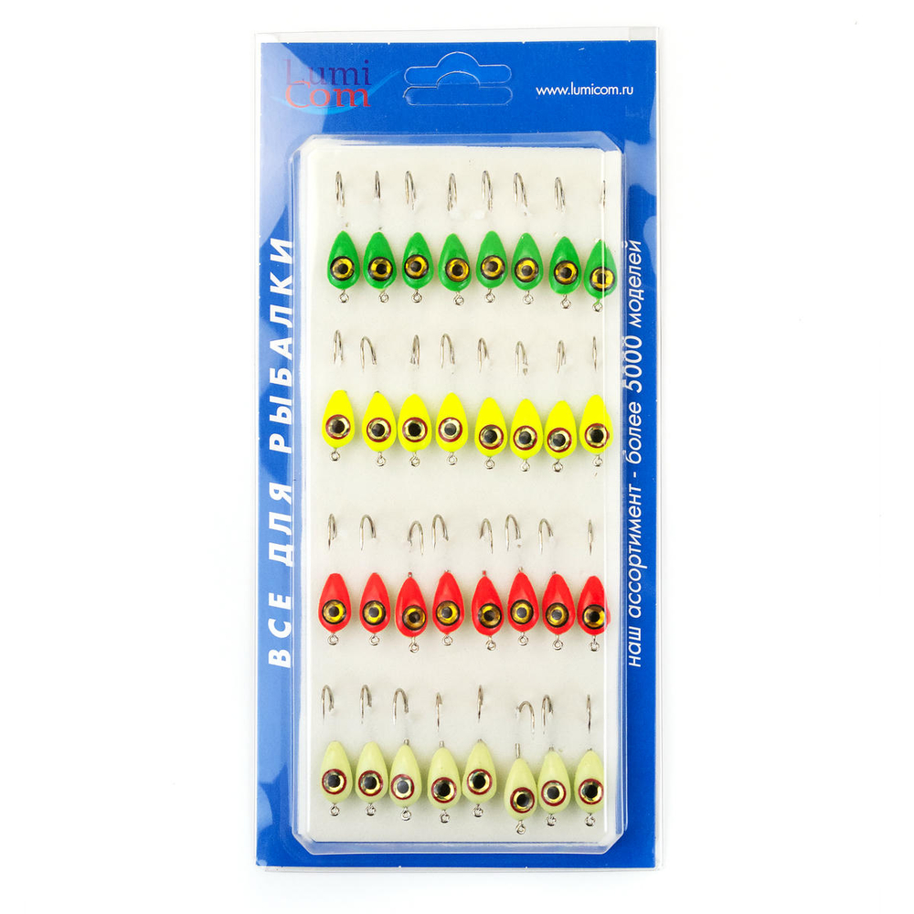 Мормышка фосфорная с флексом плавающая Lumicom 24-Ф, №2, ABC (набор 32шт)