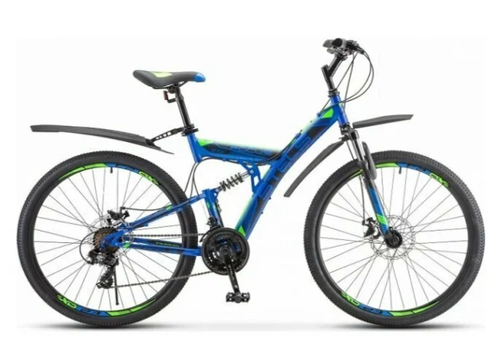 Велосипед 27.5" Stels Focus MD 21-sp ,рама 19, Синий/неоновый-зелёный