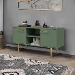 Тумба под ТВ Арт Колор matte 117см Стайл Голд Зеленый нефрит матовый