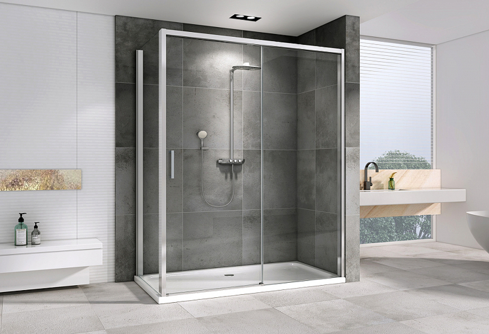 Душевой уголок Abber Komfort 120x100 AG93120-S102 профиль Хром стекло прозрачное