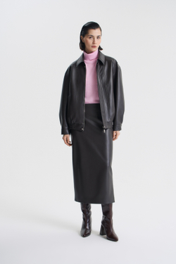 Юбка миди из экокожи