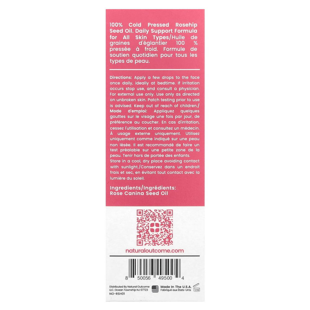 Natural Outcome, 100% масло семян шиповника холодного отжима, 30 мл (1 унция)