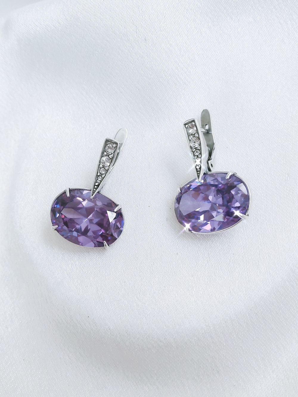 "Вельмера" серьги в серебряном покрытии из коллекции "Элеганс" от Jenavi с английским замком