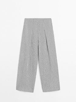 Massimo Dutti Брюки из легкой ткани в полоску, черный