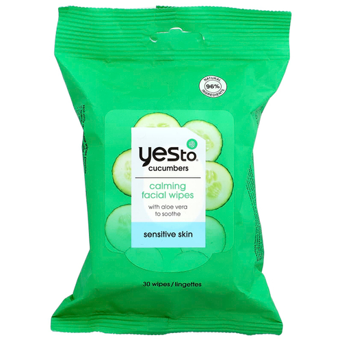Yes To, Успокаивающие салфетки для лица, для чувствительной кожи, огурцы, 30 салфеток