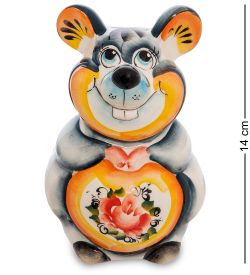 ГЛ- 624 Копилка «Мышь» бол. цв. (Гжельский фарфор)