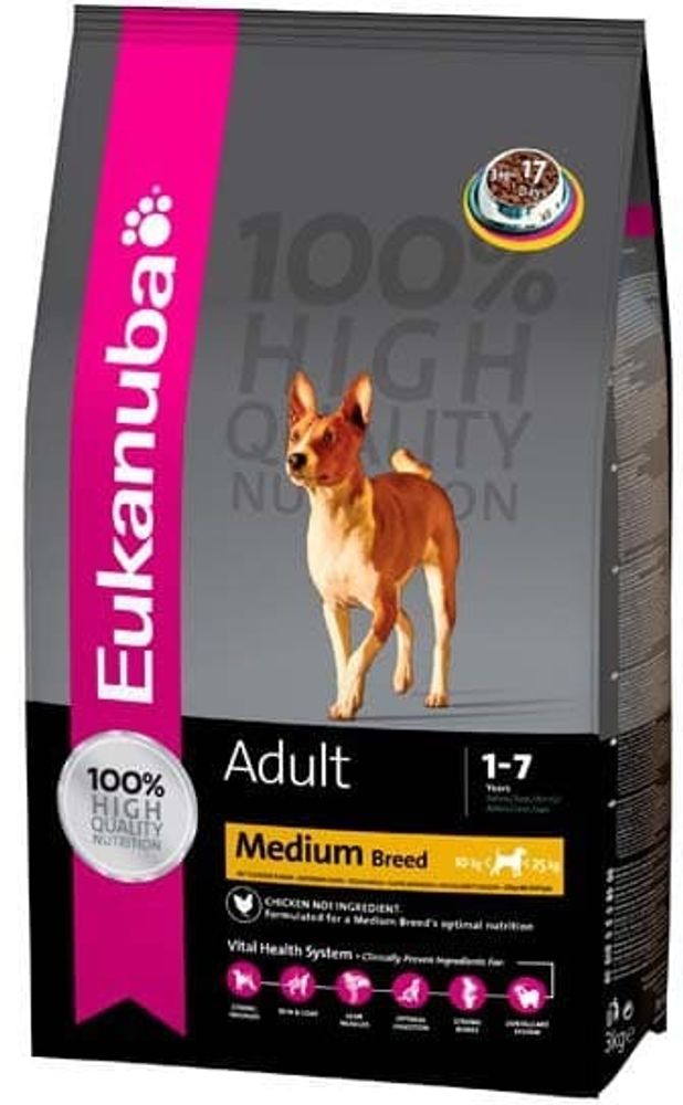 EUK Dog корм для взрослых собак средних пород 15 кг