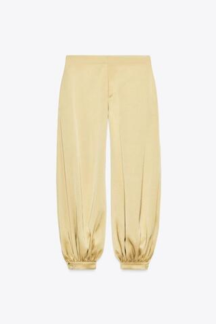 ZARA АТЛАСНЫЕ БРЮКИ-БАГГИ — ZW COLLECTION, ЗОЛОТИСТЫЙ