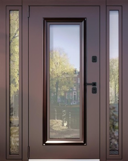 Дверь с терморазрывом Сила сибири Фрамуга 2 Шоколадно-коричневый