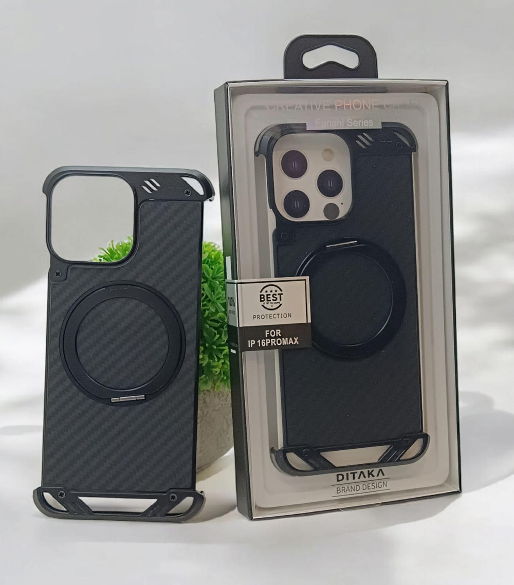 Чехол для iPhone 16 Pro Max DITAKA 360, поворотная подставка алюминиевая
