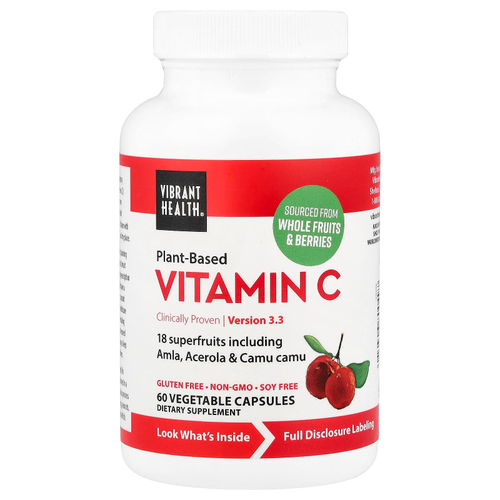 Vibrant Health, растительный витамин C, 60 растительных капсул