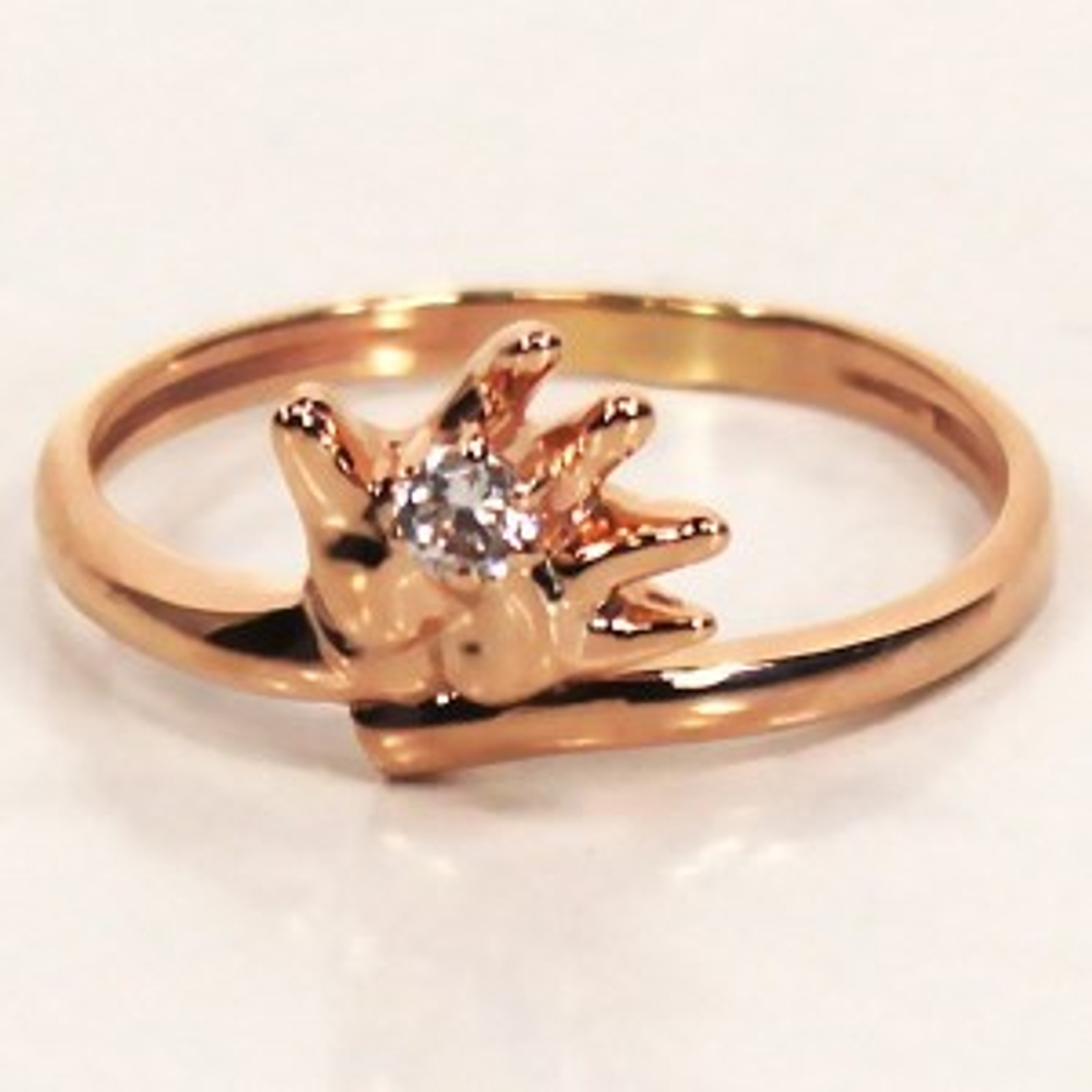 Кольцо Ручка из золота с фианитами