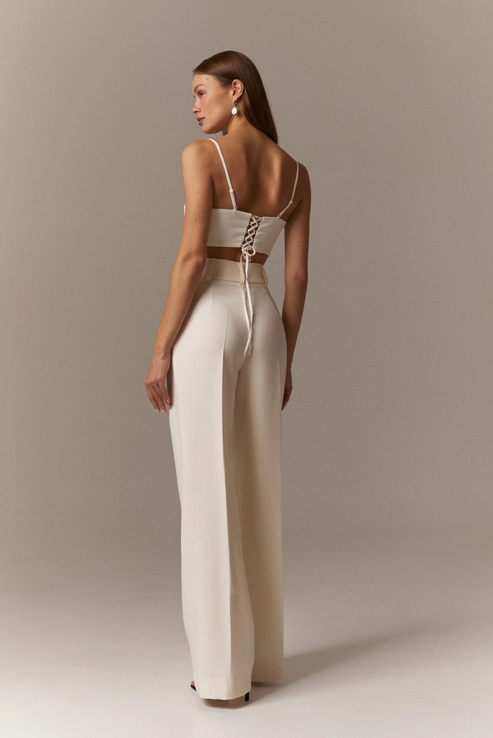 Брюки-палаццо молочно-белые