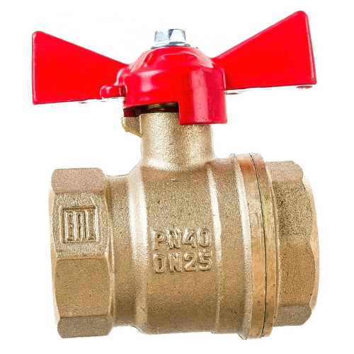 Кран шаровой VALFEX для воды 1" ВР/ВР ручка-бабочка, латунный 11Б27фт1М (48/12)