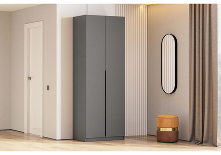 Шкаф Woodville Даиго двухстворчатый графит серый