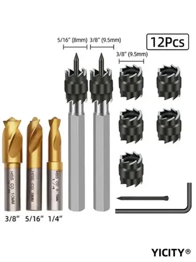 YICITY Сверла для высверливания точечной сварки 1/4" и 5/16" и 3/8"/HSS, инструмент с вращающимся резцом/Набор из 12 предметов.