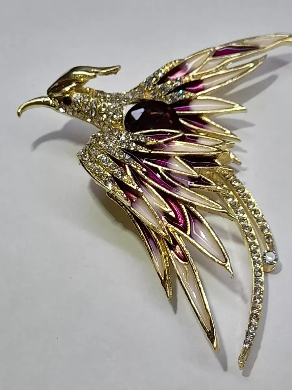 Брошь "Птица Феникс цвет коричневый"