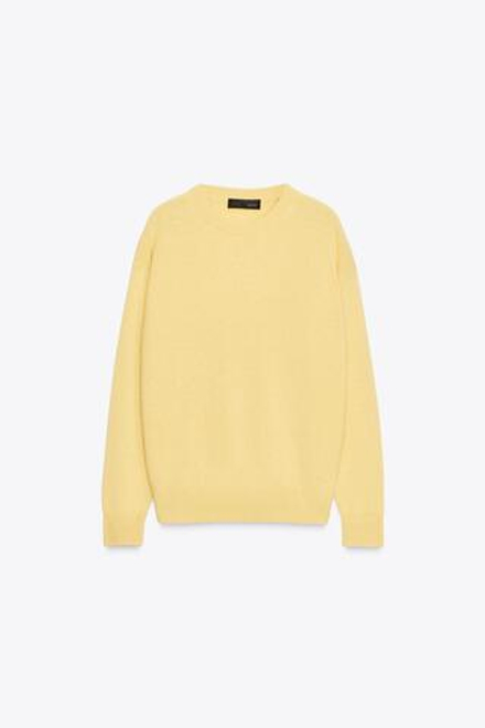 ZARA ДЖЕМПЕР ИЗ 100% КАШЕМИРА С ДЛИННЫМИ РУКАВАМИ, ЖЕЛТЫЙ