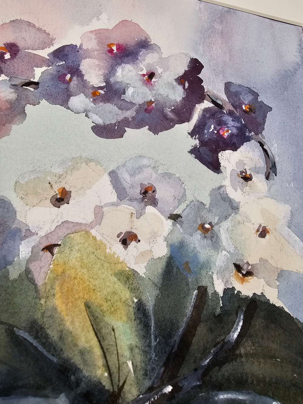 Картина авторская акварельная в паспарту 30х40 см на стену для интерьера "Фаленопсис"